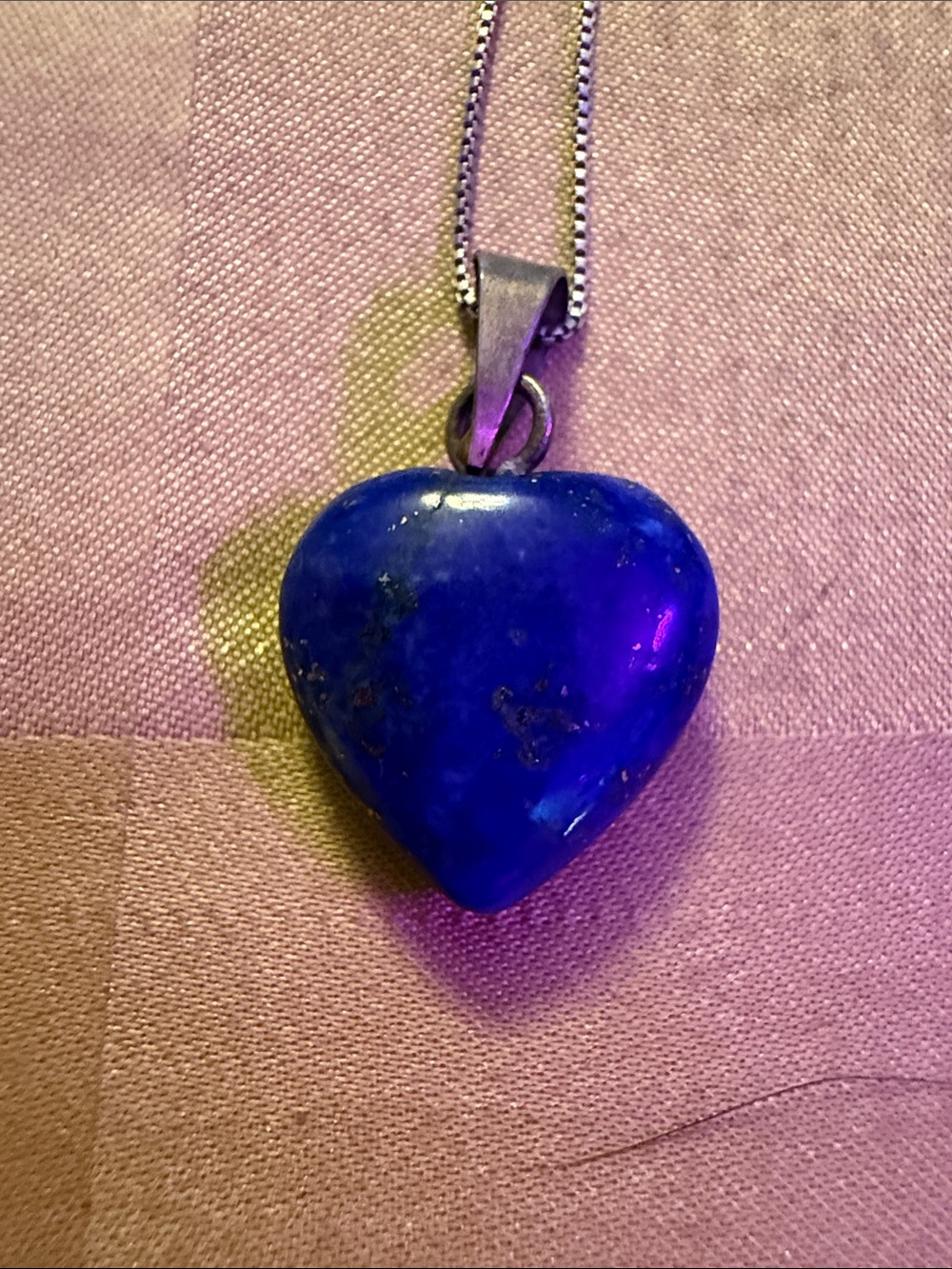 Heart-Shaped lapis Stone Pendant Necklace in sterling silver